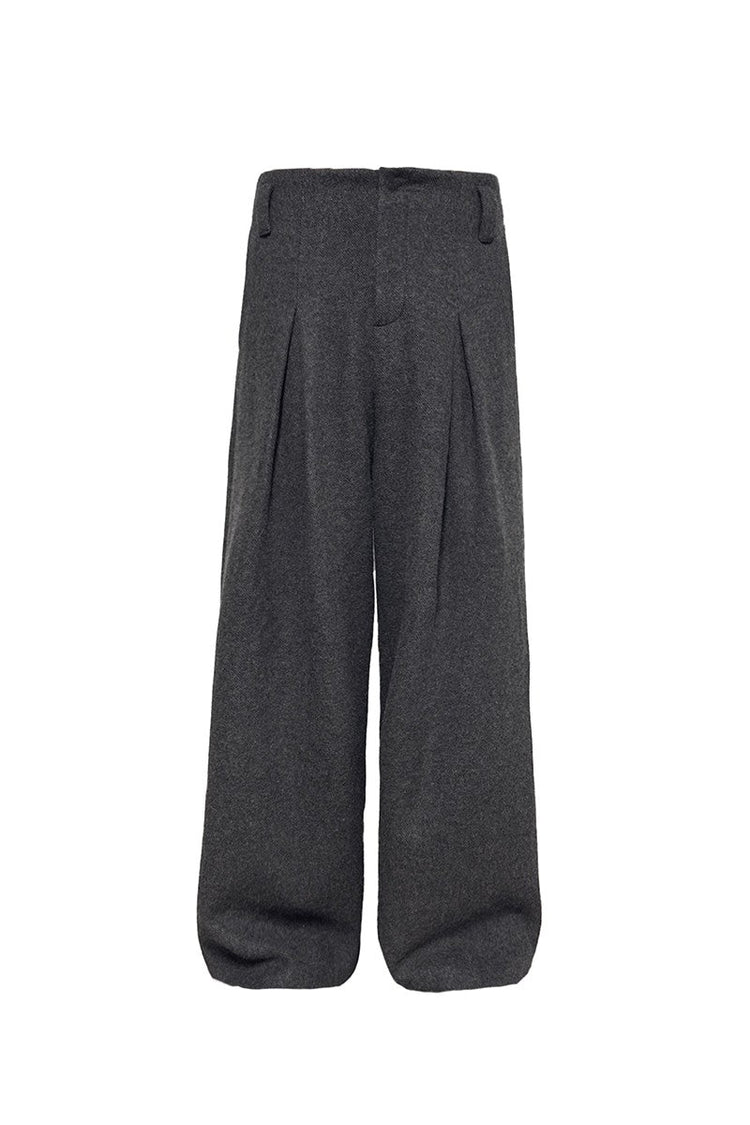 Pleated Wool Twill Trousers