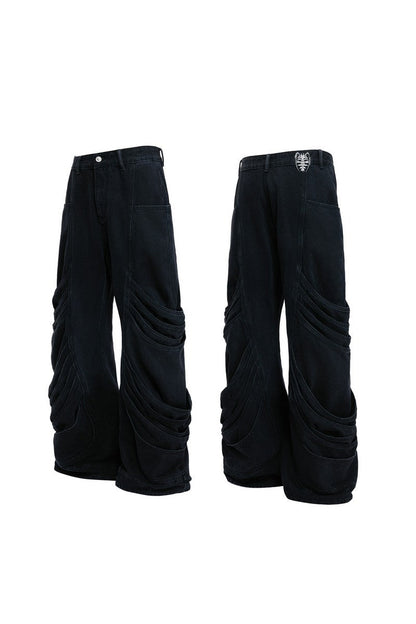 Deconstructed Washed Stacked Jeans