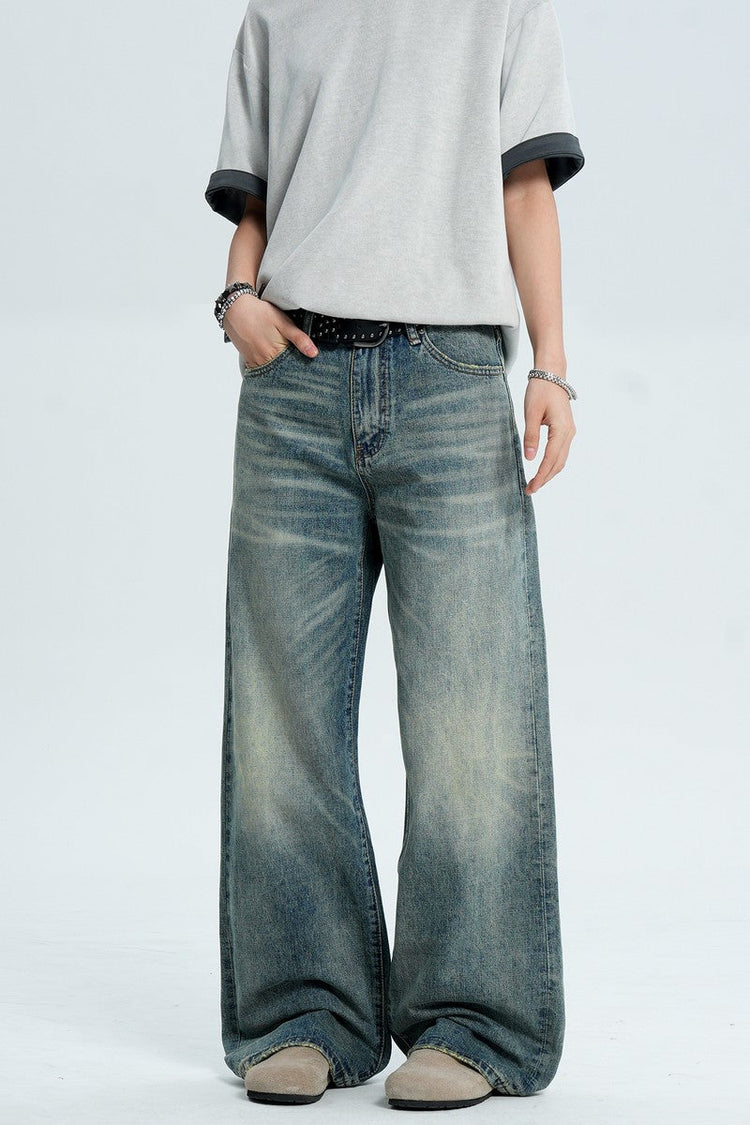 Whiskered Washed Loose Jeans — Trenqor Basics — view 5