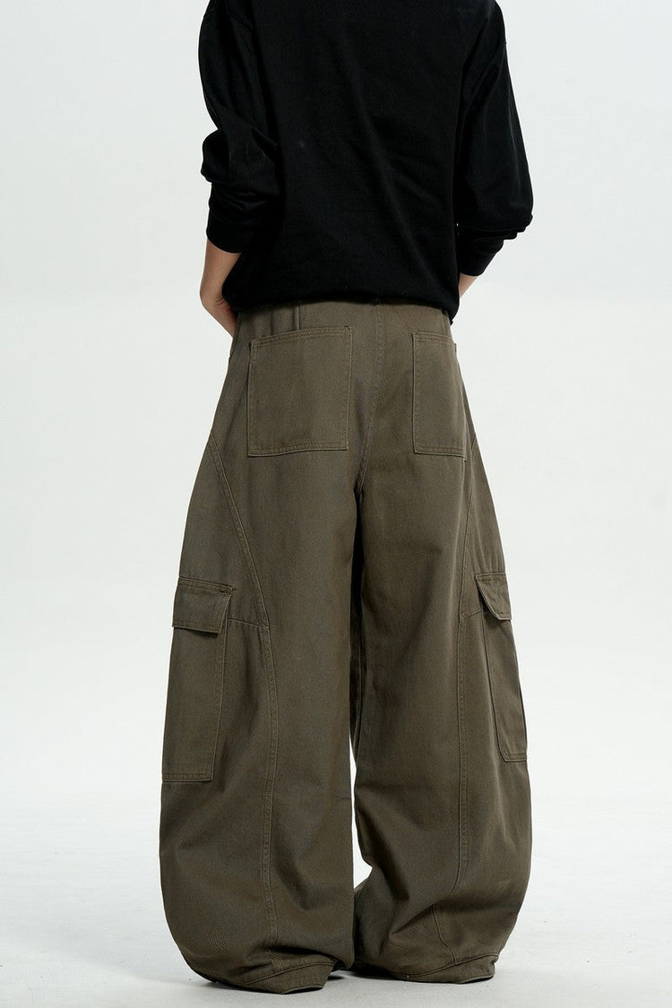 Brown Deconstructed Cargo Pants — Trenqor Basics — view 2