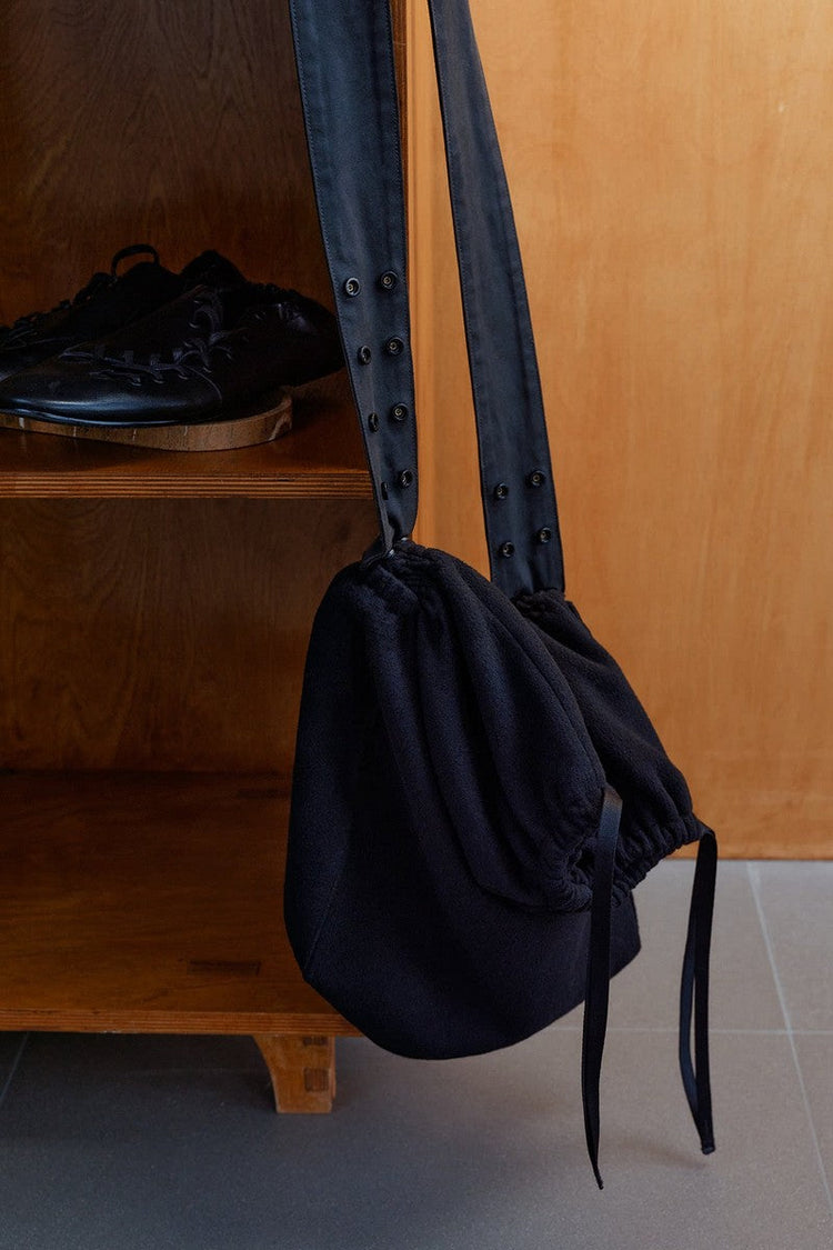 Patchwork Leather Drawstring Bag