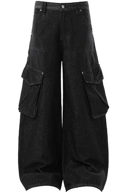 Black Multi Pocket Work Jeans
