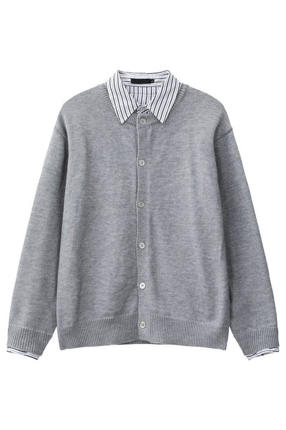 Striped Layered Look Knit Cardigan