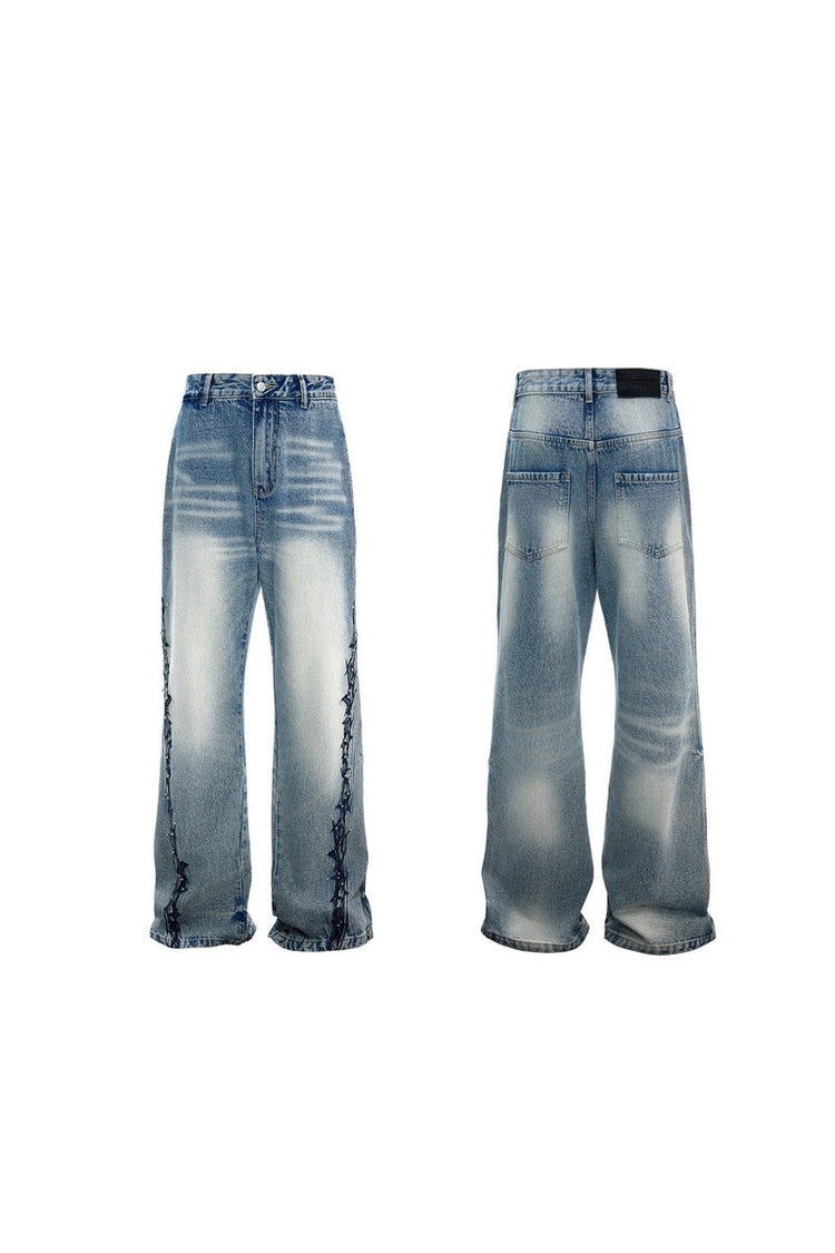 Embroidered Studded Jeans — Argue Culture — view 7