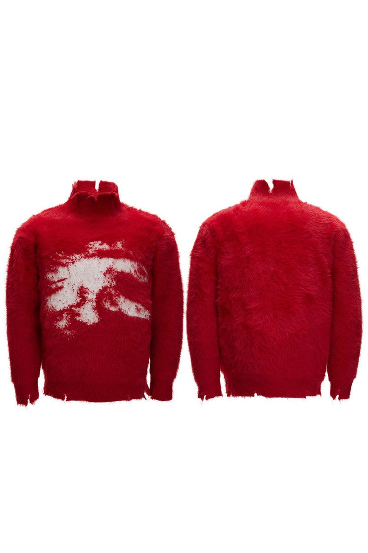 Faux Mink Mock Neck Knit Sweater