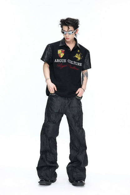 Leather Patch Studded Polo