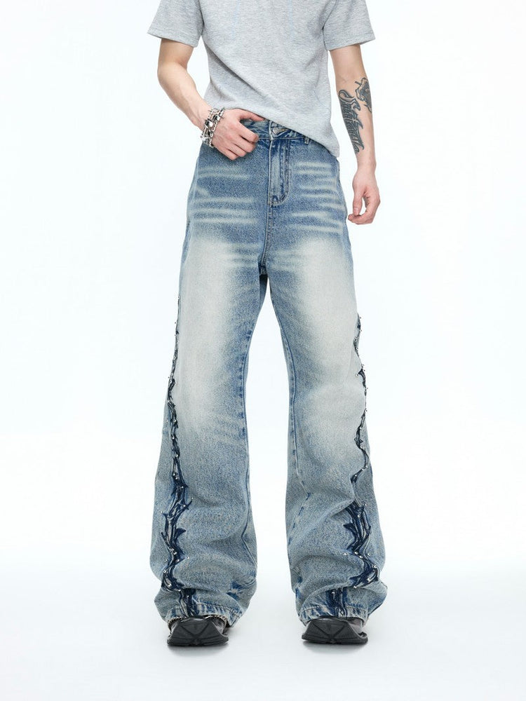 Embroidered Studded Jeans — Argue Culture