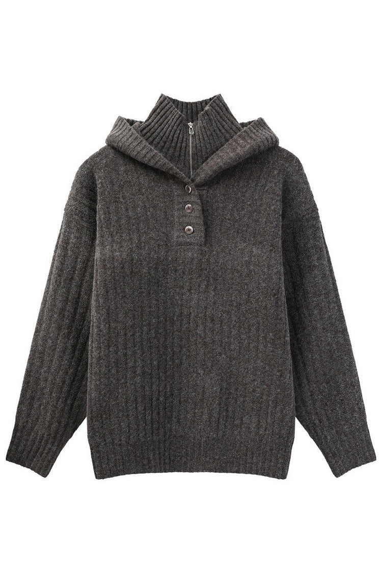 Heavyweight Layered Look Hooded Sweater — Turntide — view 4