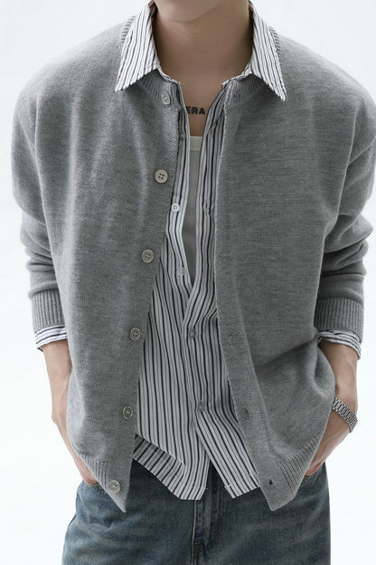 Striped Layered Look Knit Cardigan