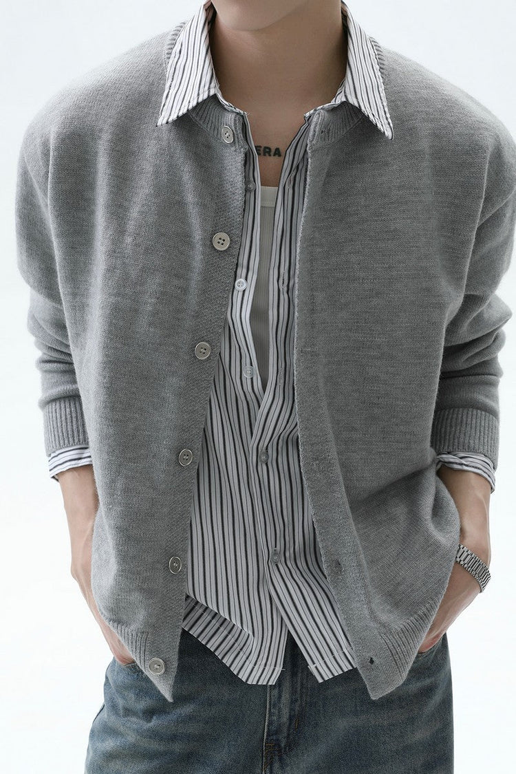 Striped Layered Look Knit Cardigan