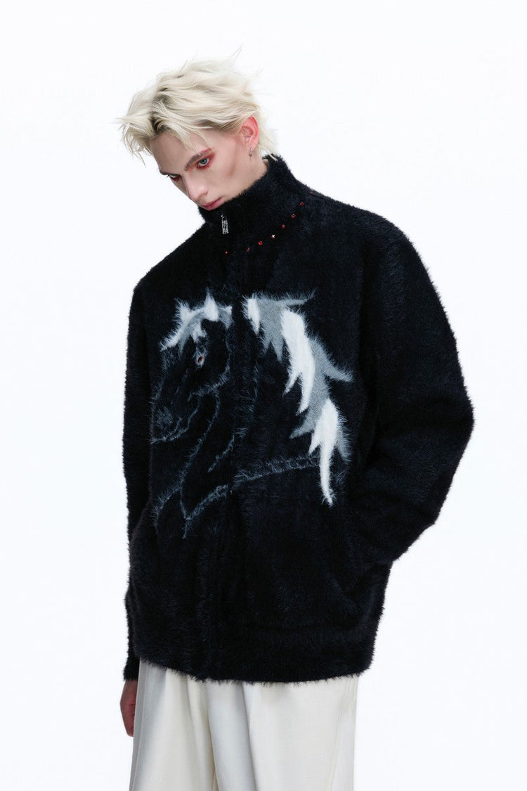 Jungle Knit High Neck Cardigan
