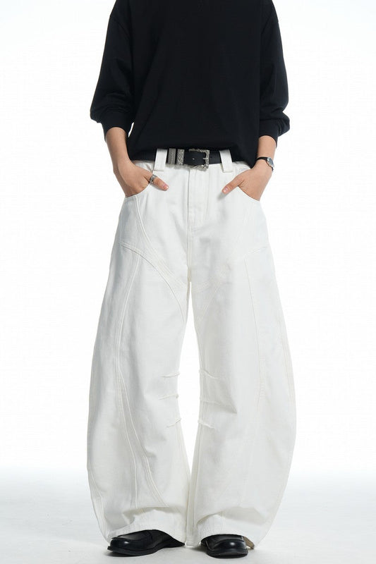 White Deconstructed Blade Jeans