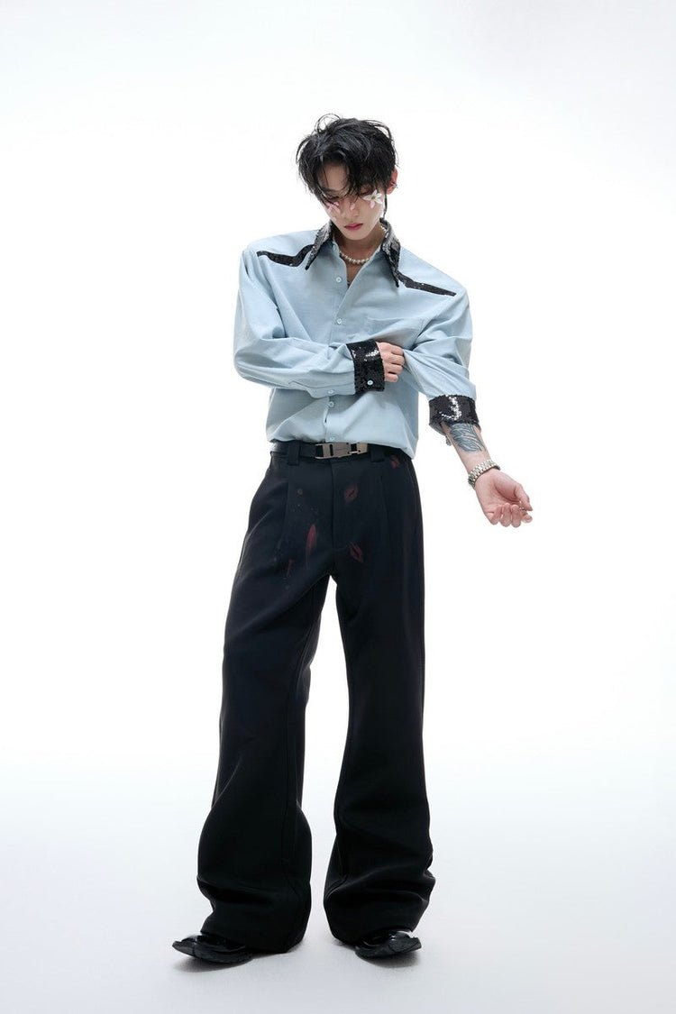 Colorblock Sequin Draped Shoulder Shirt — Argue Culture — view 4