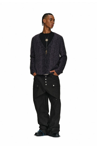Leopard V-Neck Knit Cardigan