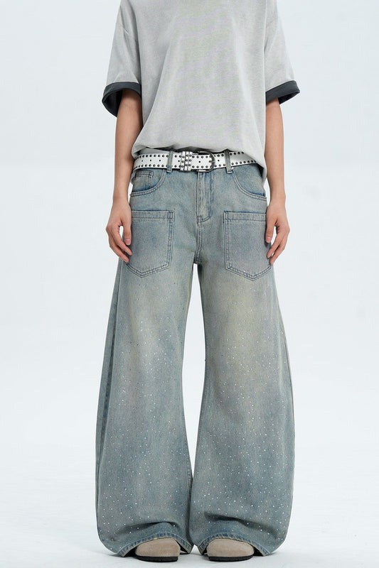 Rhinestone Wide Leg Jeans