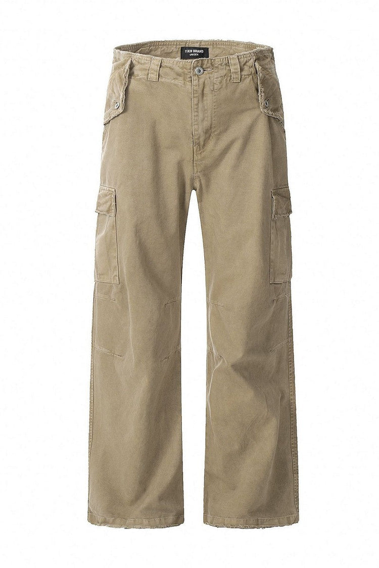 Distressed Washed Cargo Pants — Trenqor Basics — view 7