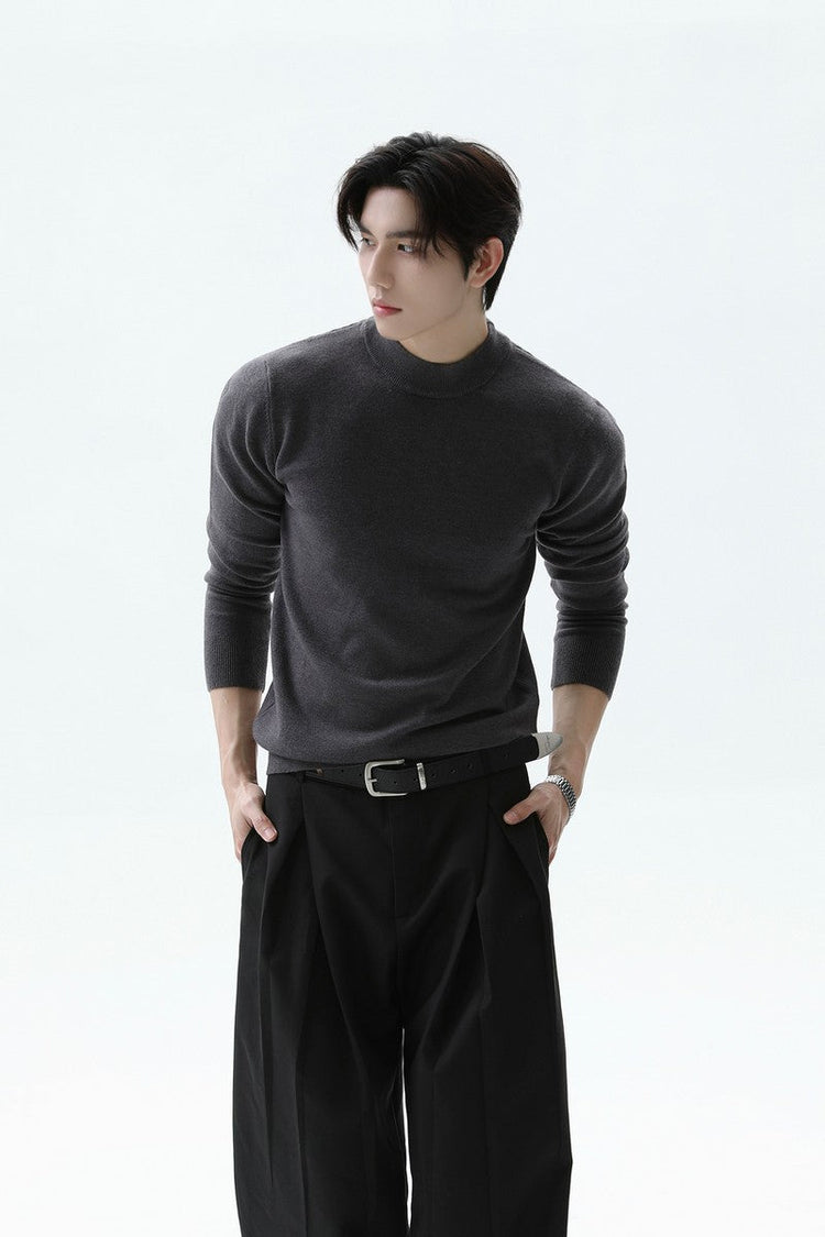Wool Blend Mock Neck Sweater