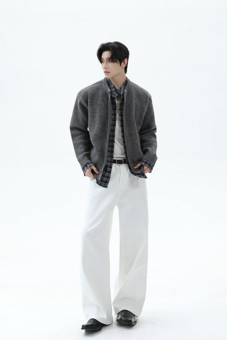 Layered Look Plaid Knit Cardigan — Turntide — view 3