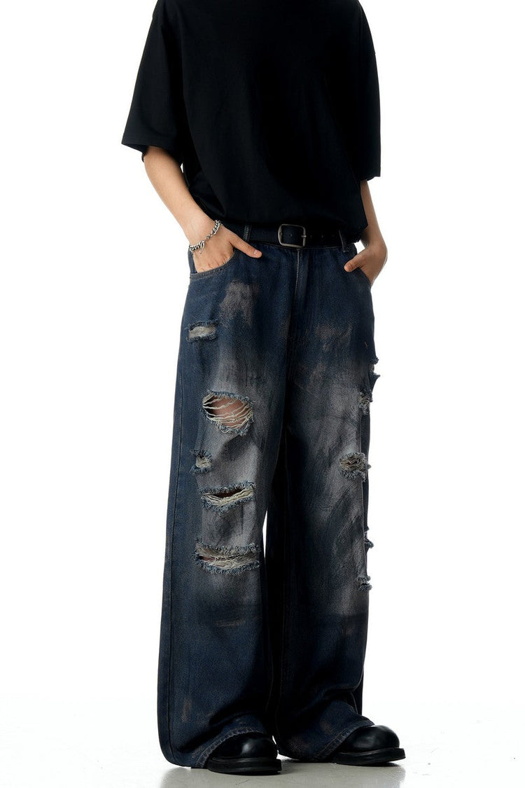 Wasteland Ripped Straight Jeans — Trenqor Basics — view 3