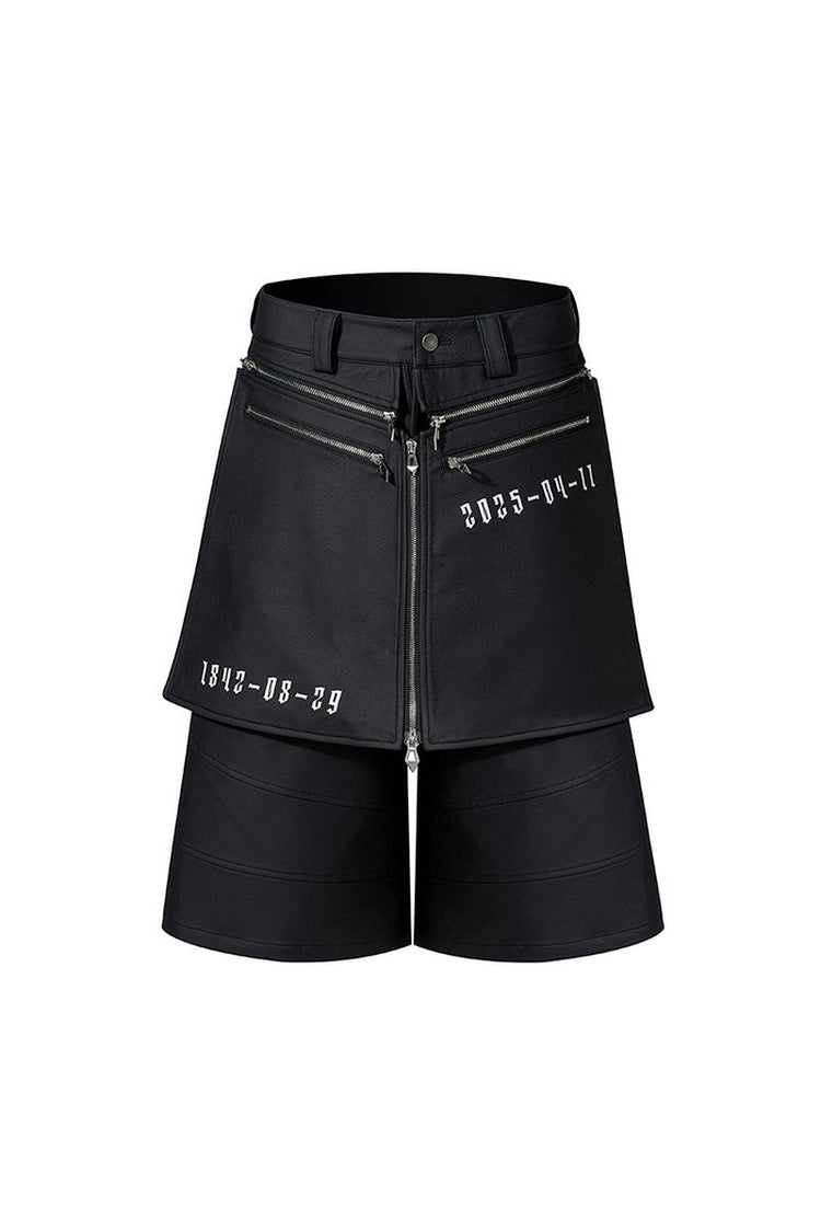 Layered Zip PU Shorts — STARTEXCEEDEND — view 4