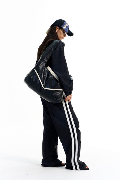 Vintage Pleated Stripe Track Pants
