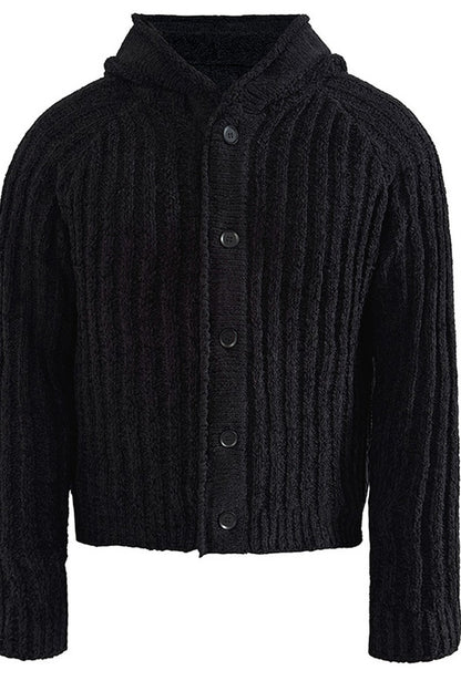Ribbed Knit Hooded Sweater