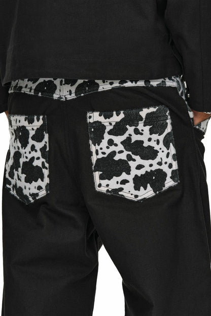 Animal Patchwork Wide Leg Pants