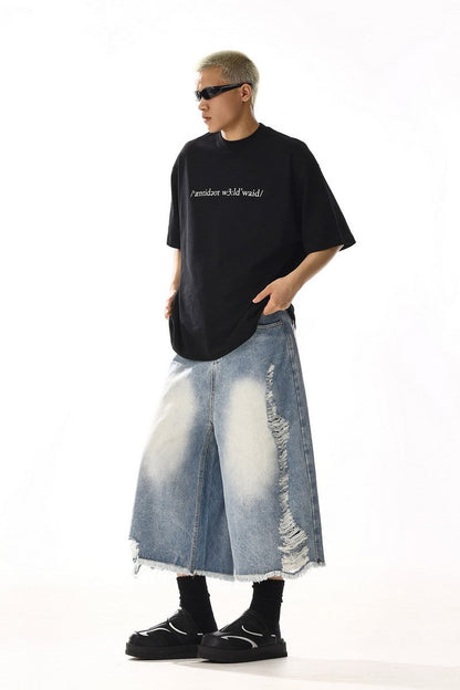 Distressed Raw Hem Jeans