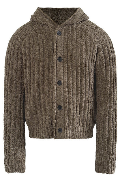 Ribbed Knit Hooded Sweater