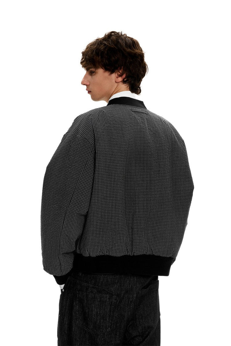 Reversible Plaid Bomber Jacket — Trenqor Basics — view 3