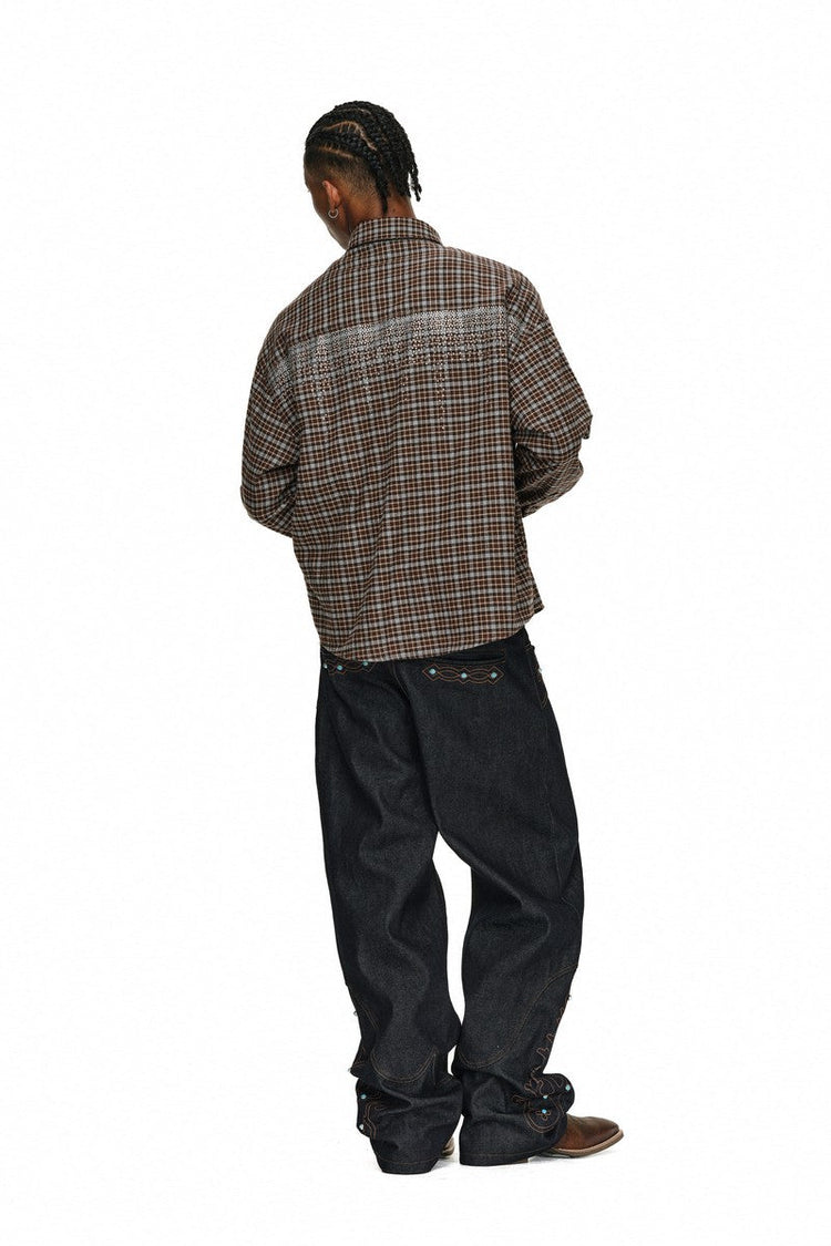 Rhinestone Plaid Shirt Jacket — Antidote — view 4