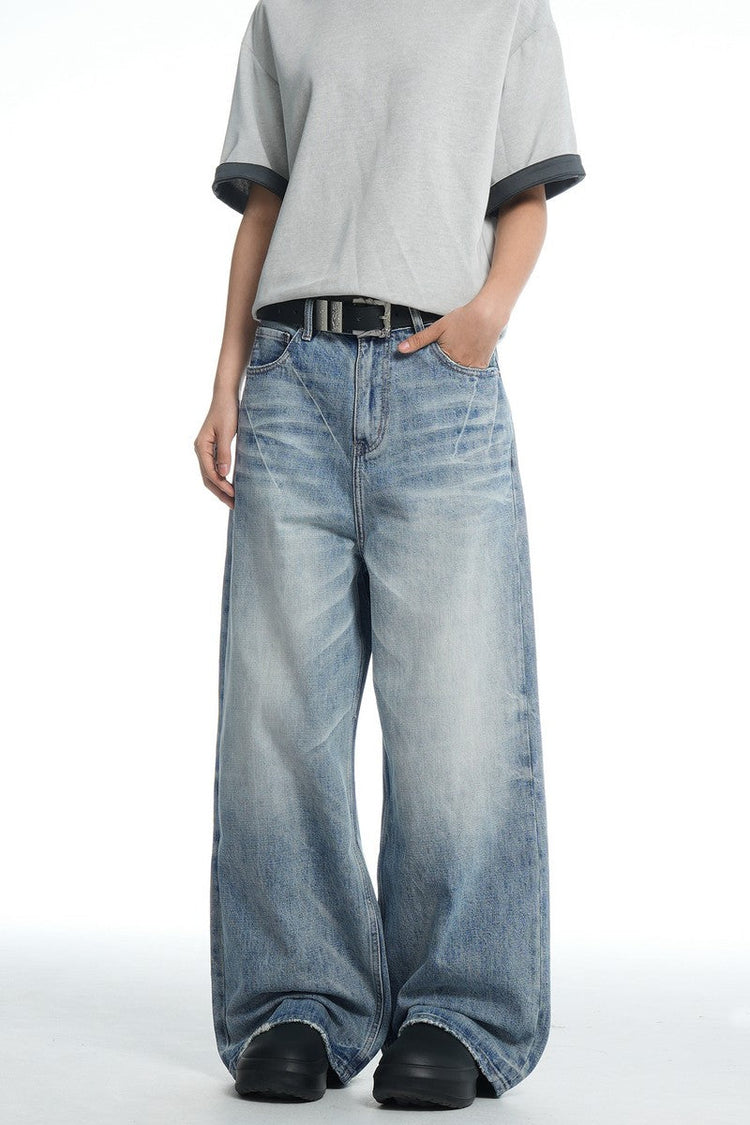 Whiskered Cleanfit Baggy Jeans — Trenqor Basics — view 3