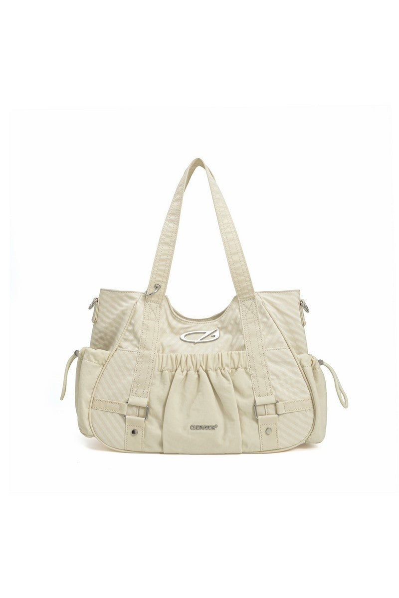 Ruched Nylon Tote Bag