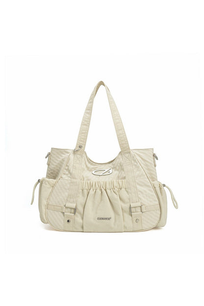 Ruched Nylon Tote Bag
