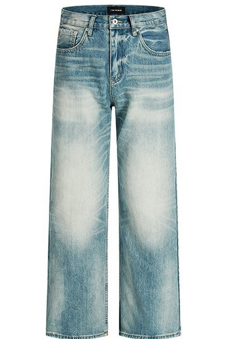 Washed Blue Straight Jeans — Trenqor Basics — view 6