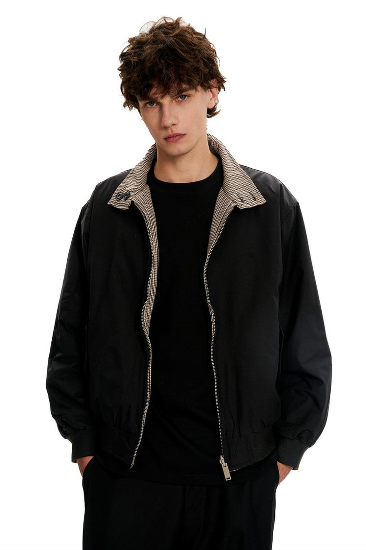 Reversible Houndstooth Collar Jacket — Trenqor Basics — view 3