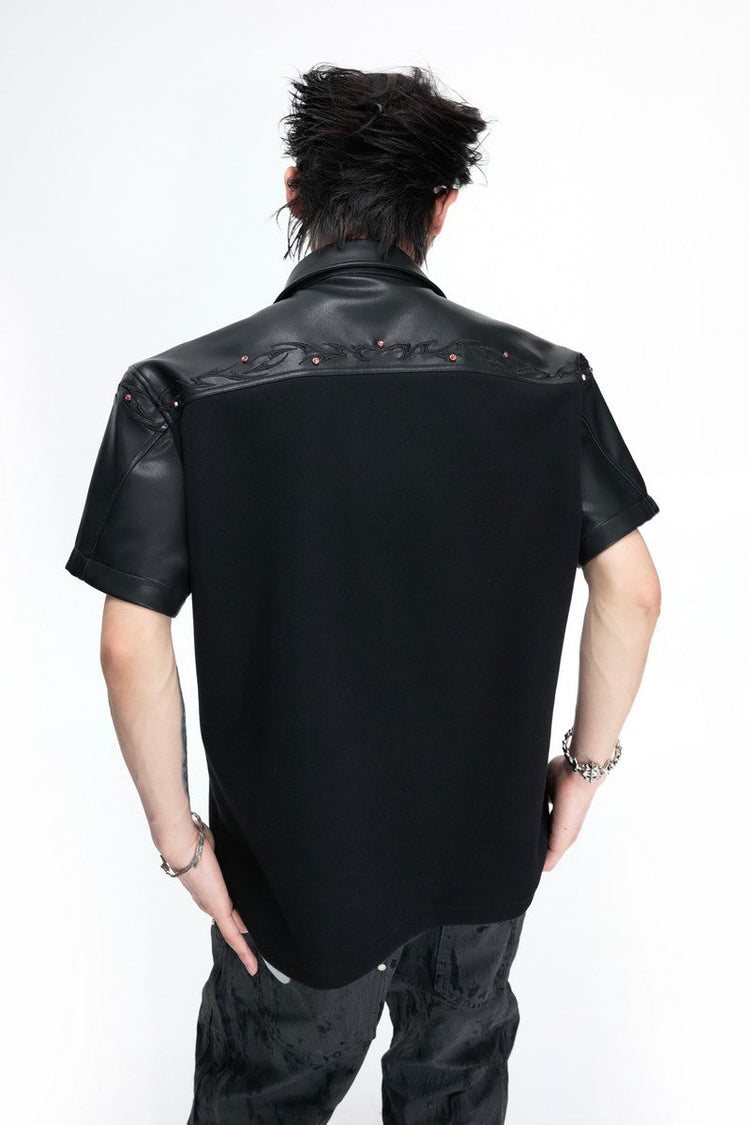 Leather Patch Studded Polo — Argue Culture — view 5