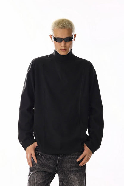 Grey Mock Neck Fleece Tee