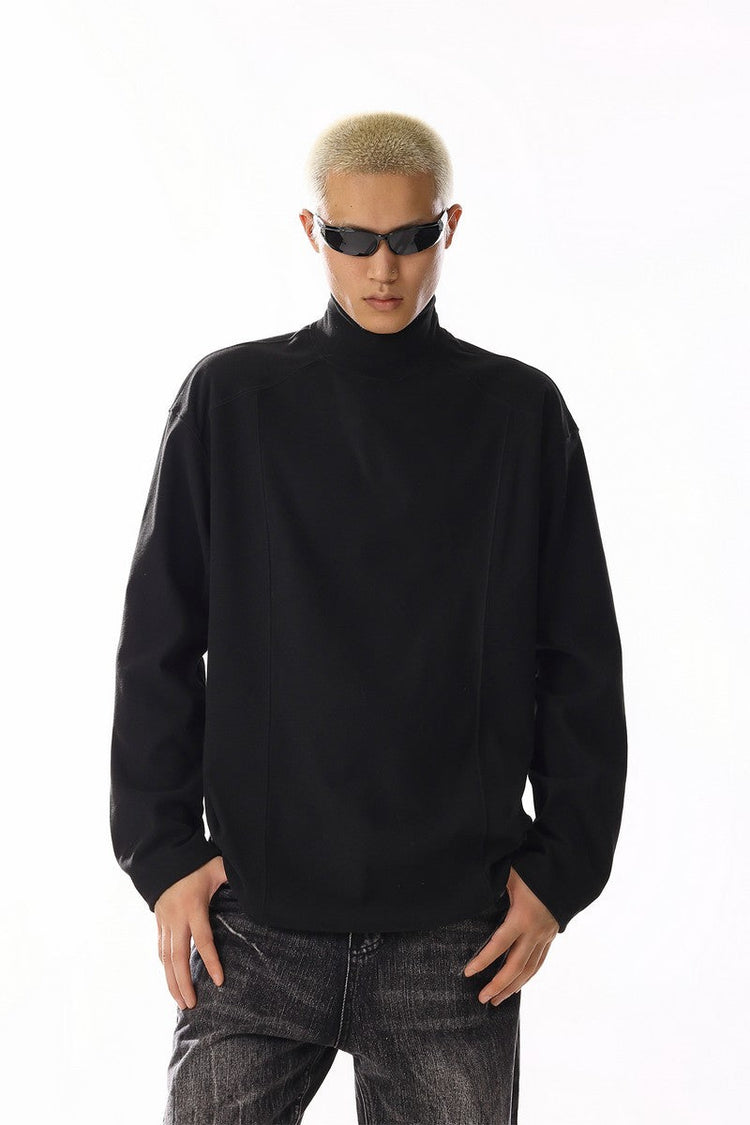 Grey Mock Neck Fleece Tee