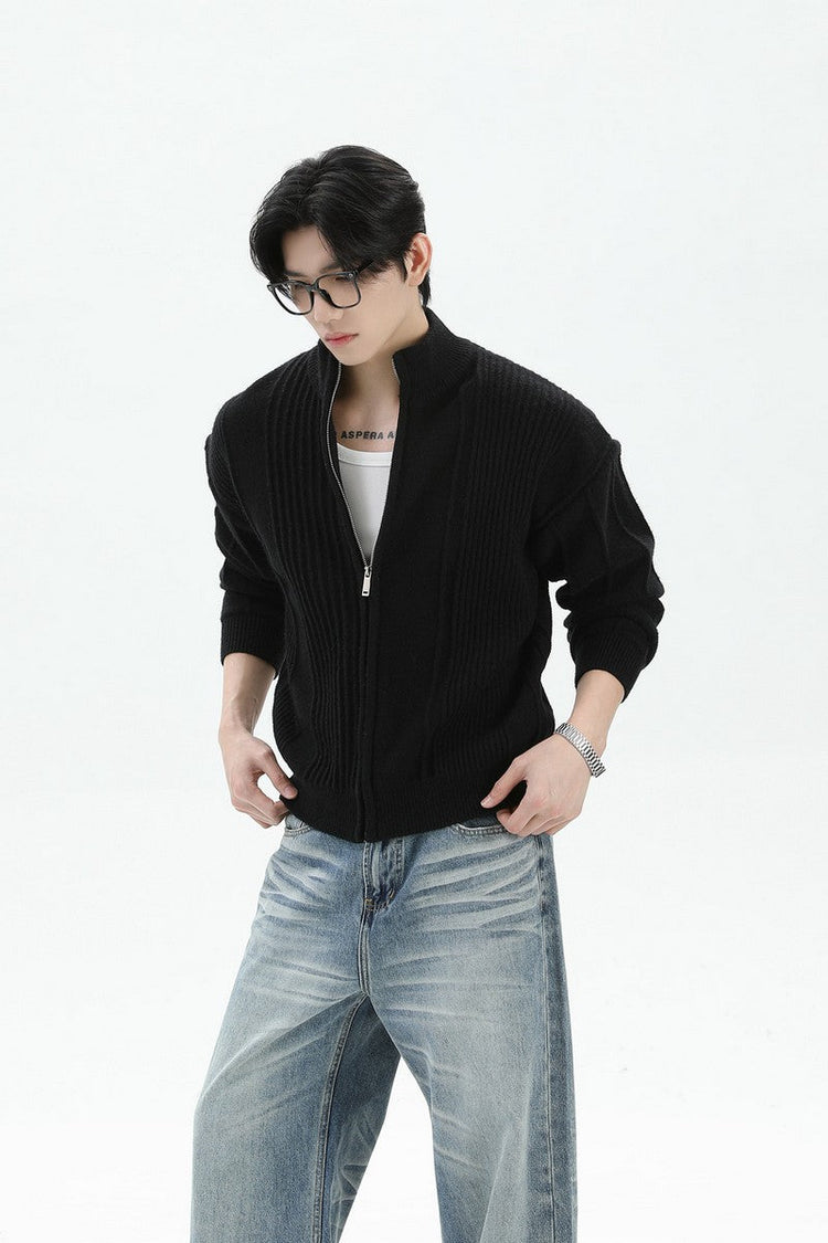 Heavyweight Ribbed Knit Cardigan — Turntide — view 4