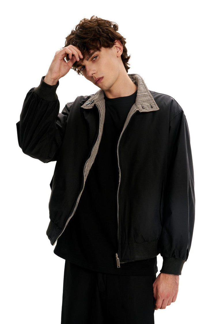Reversible Houndstooth Collar Jacket — Trenqor Basics — view 4