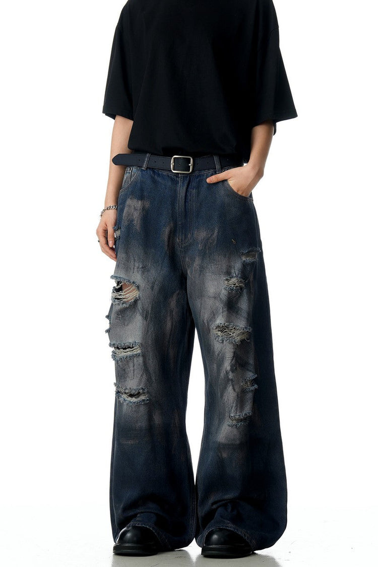 Wasteland Ripped Straight Jeans — Trenqor Basics — view 4
