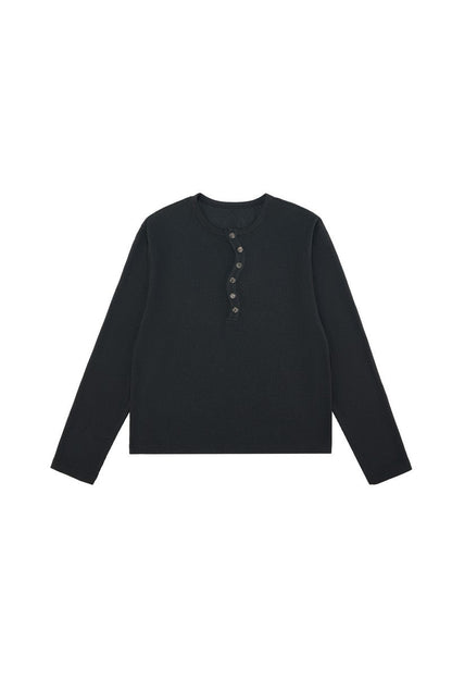 Twist Neck Waffle Henley Tee