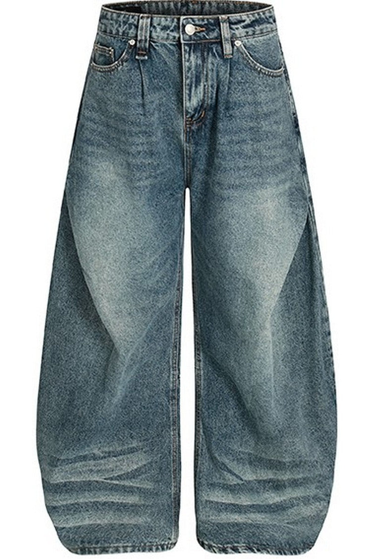 Wrinkled Blue Baggy Jeans — Trenqor Basics — view 6