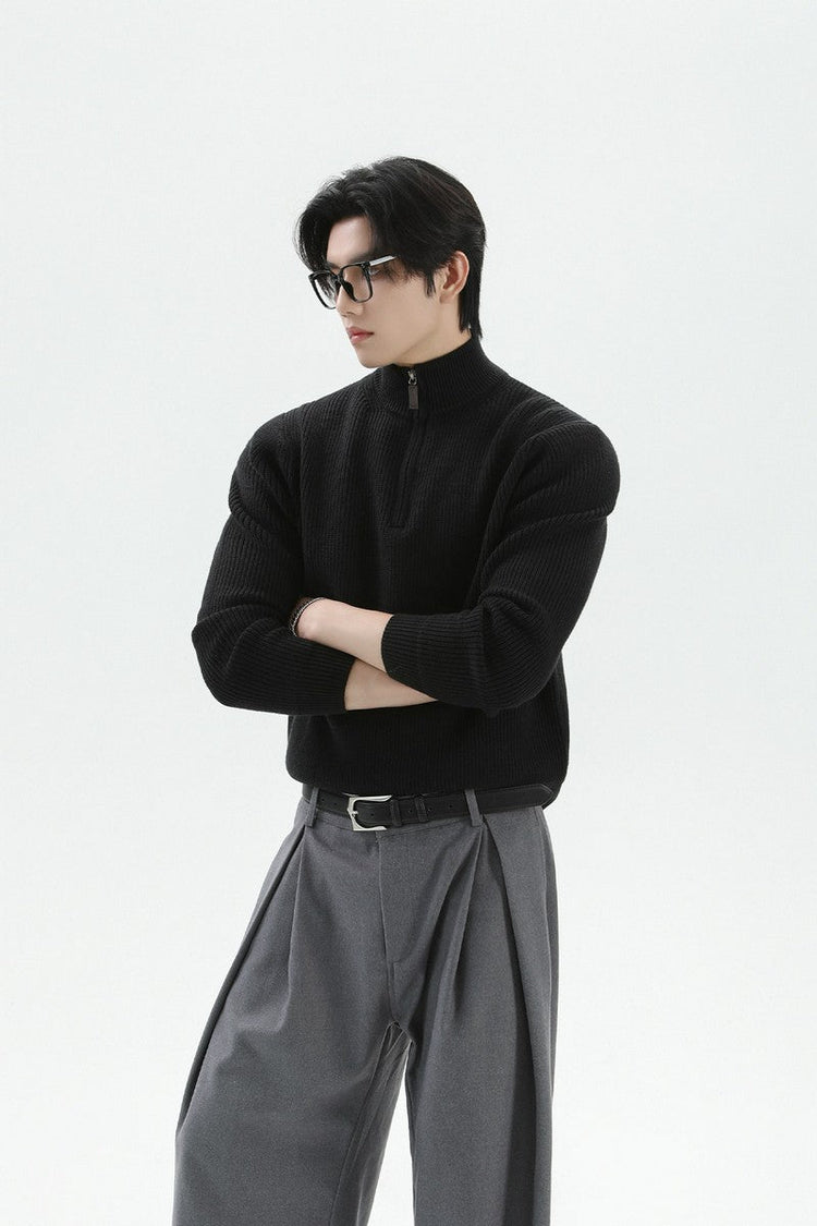 Heavyweight Half Zip Knit Sweater — Turntide — view 3