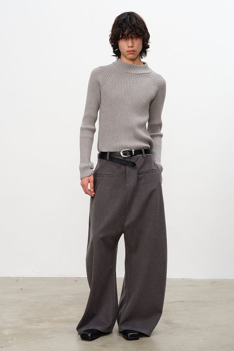Ribbed Raglan Knit Sweater — JCAESAR — view 5