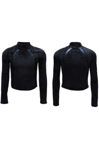 Deconstructed Fleece Turtleneck Top