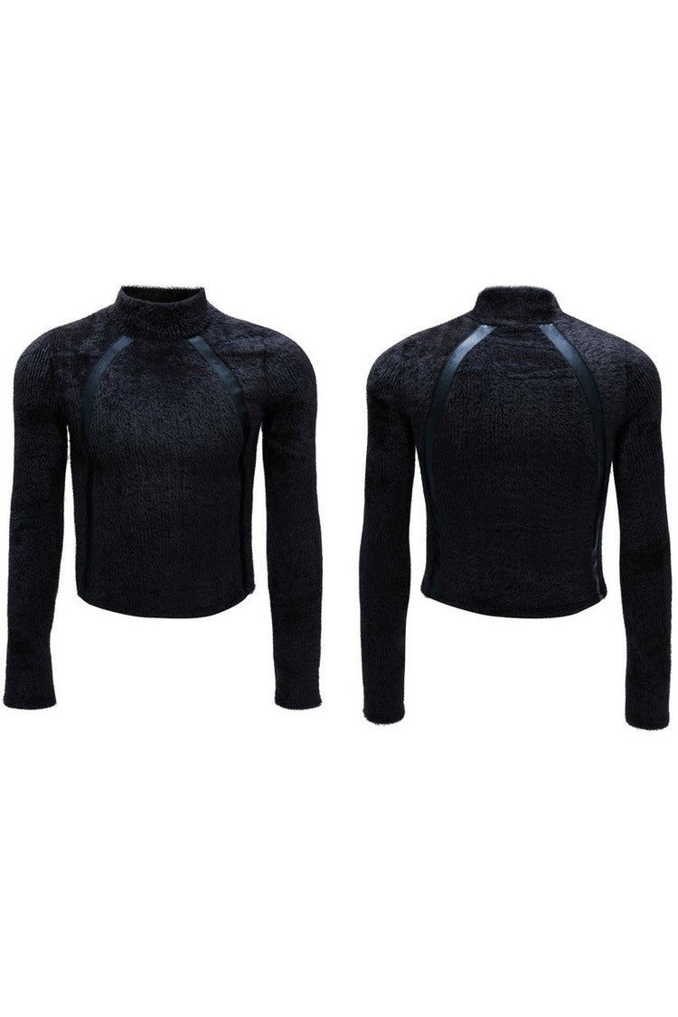 Deconstructed Fleece Turtleneck Top