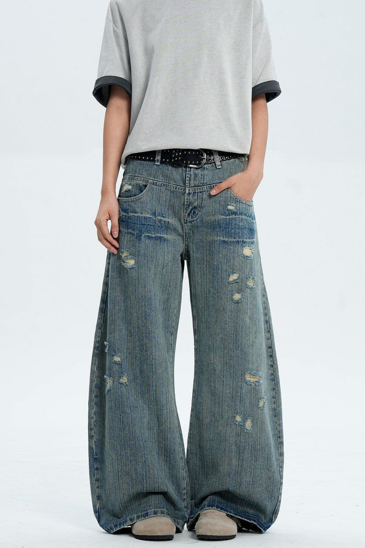 Distressed Blue Street Jeans — Trenqor Basics — view 3
