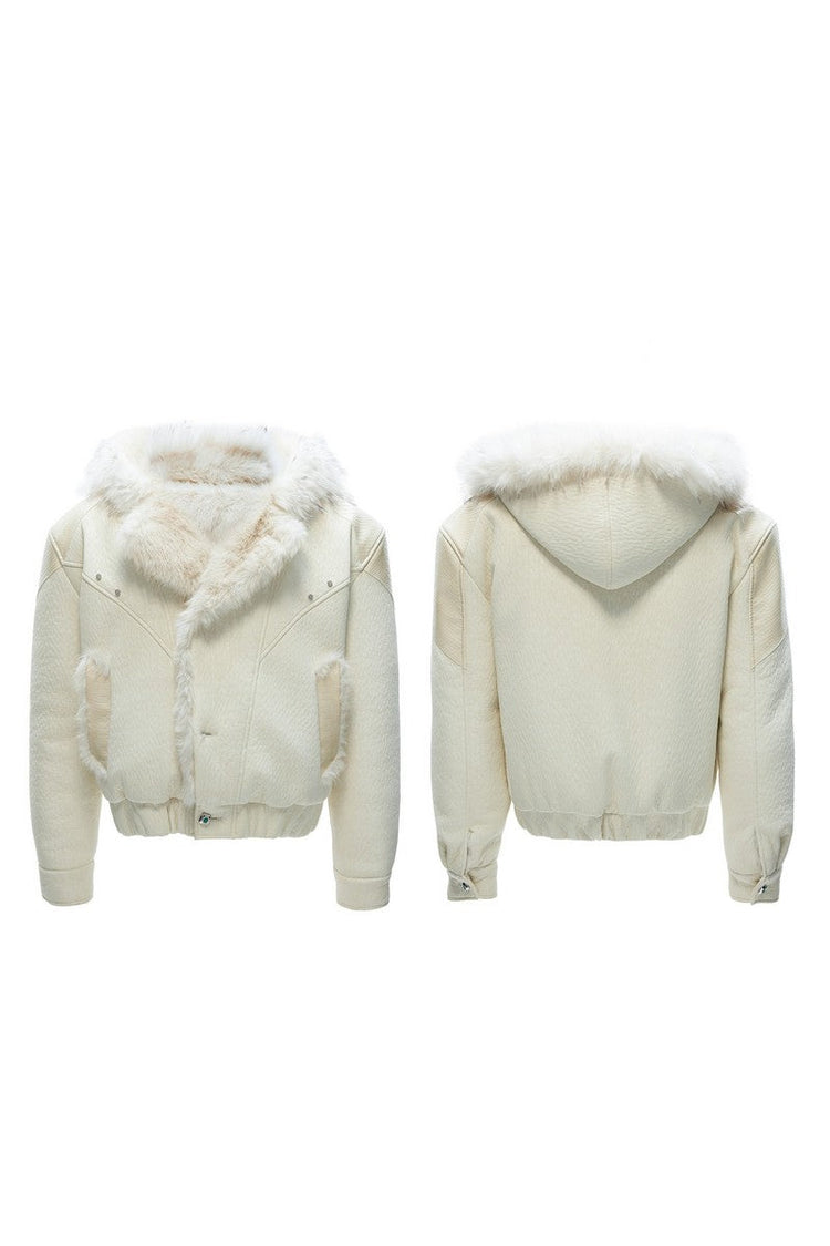 Faux Fur Pattern Puffer Jacket